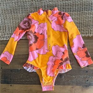 Baby Gap Floral Swimsuit in Orange and Pink 2T